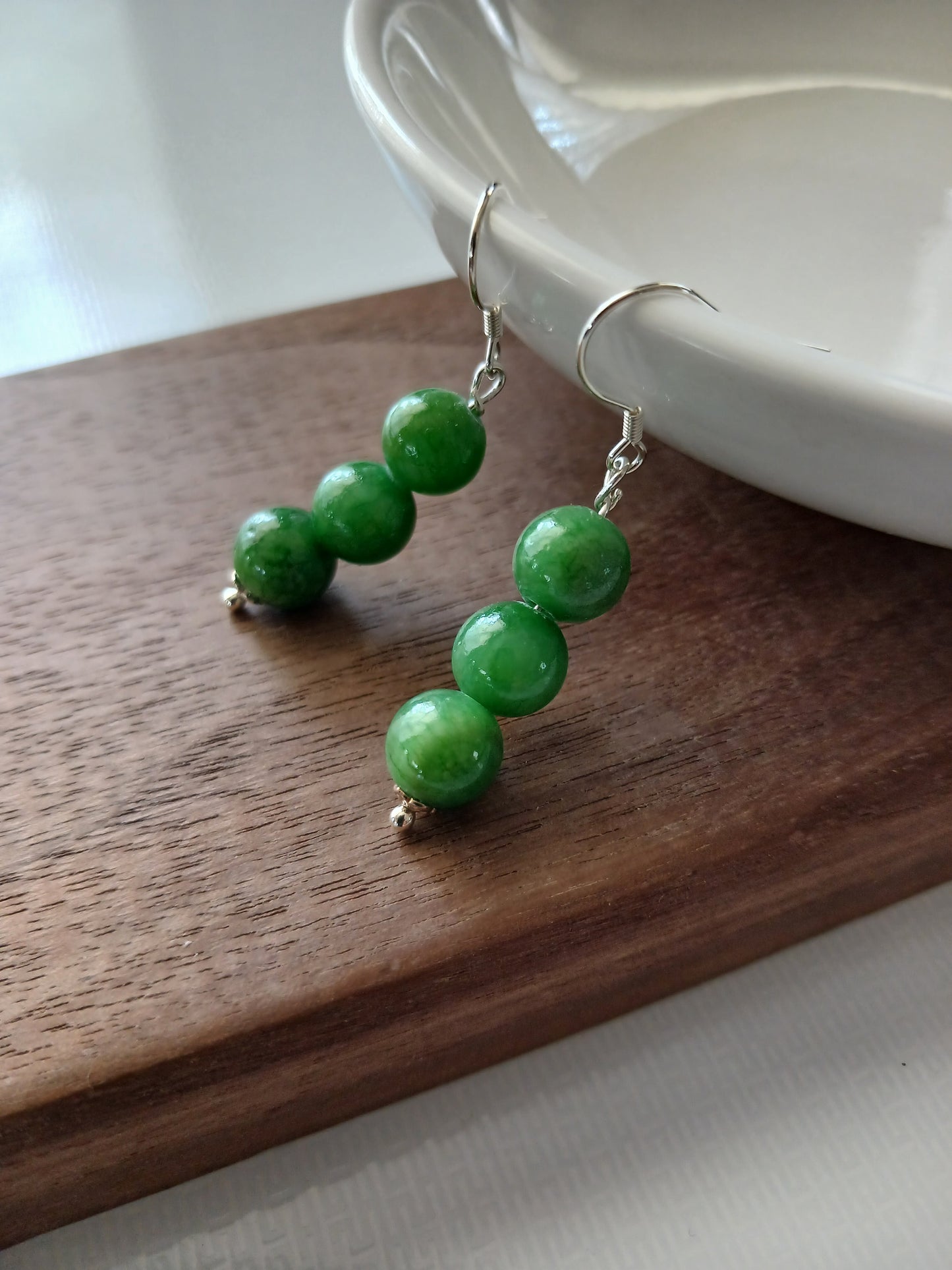 Green Jade 8mm earrings