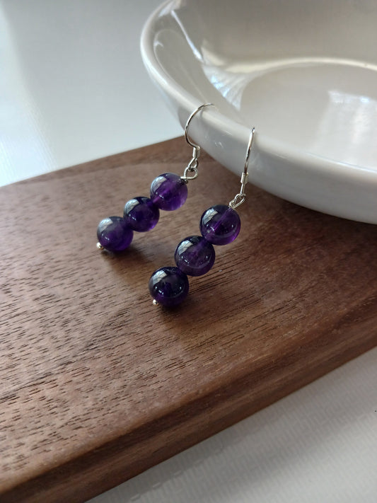 Amethyst earring 8mm