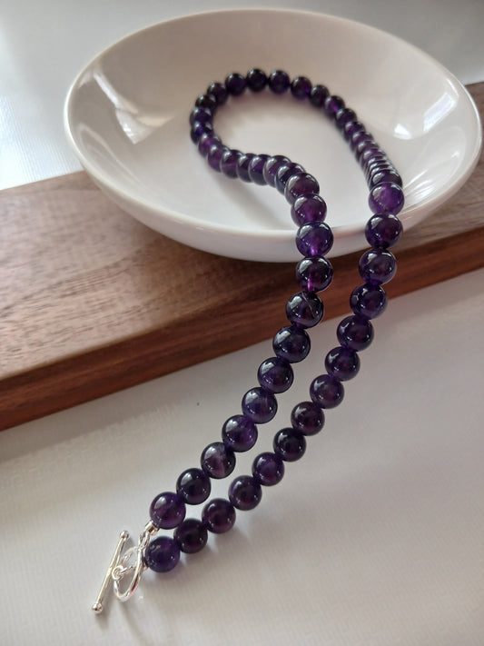 Amethyst necklace 8mm